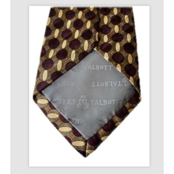 Robert Talbott Parisian 4" Burgundy Gold Geometric Silk Neck Tie Quiet Luxury - Picture 3 of 6